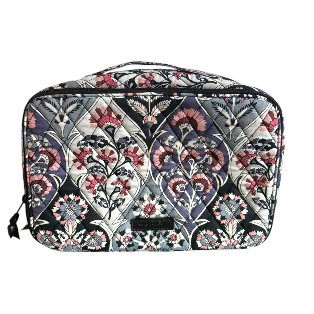 Vera Bradley Medium Iconic‎ Blush & Brush Makeup Case Ornate Blooms Travel Bag